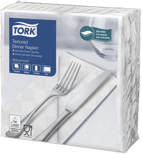 Tork Textured Dinnerservet 2-laags 1/8 vouw Wit