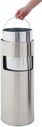 As-papierbak, Rond, 12,5L, Mat RVS-3