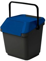 Afvalbak EasyMax Grijs incl. Deksel Blauw 35L 