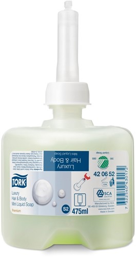 Tork Luxury Hair & Body Mini Liquid Soap (420652), 8 x 475 ml